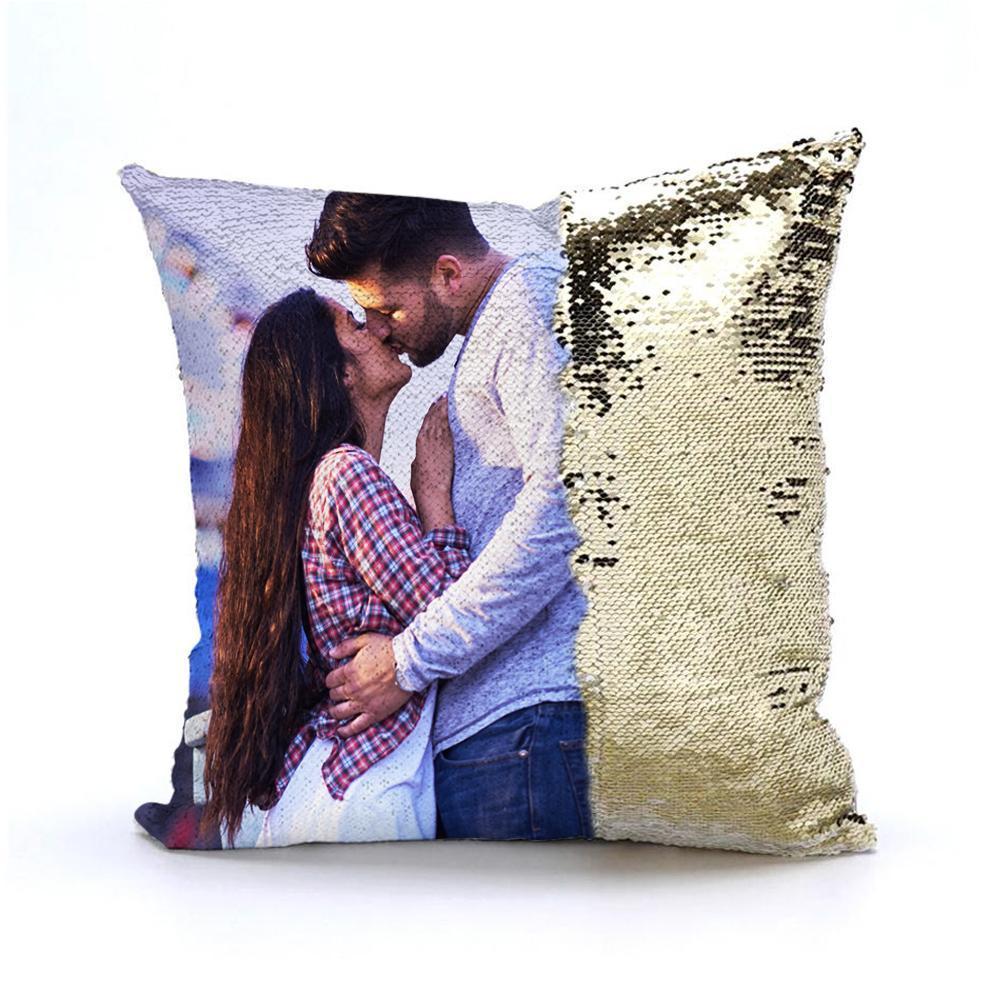 Valentinstag Geschenk Voll Drucken Reversibeles Personalisiertes Foto Paillette Kissen 15.75" x 15.75"