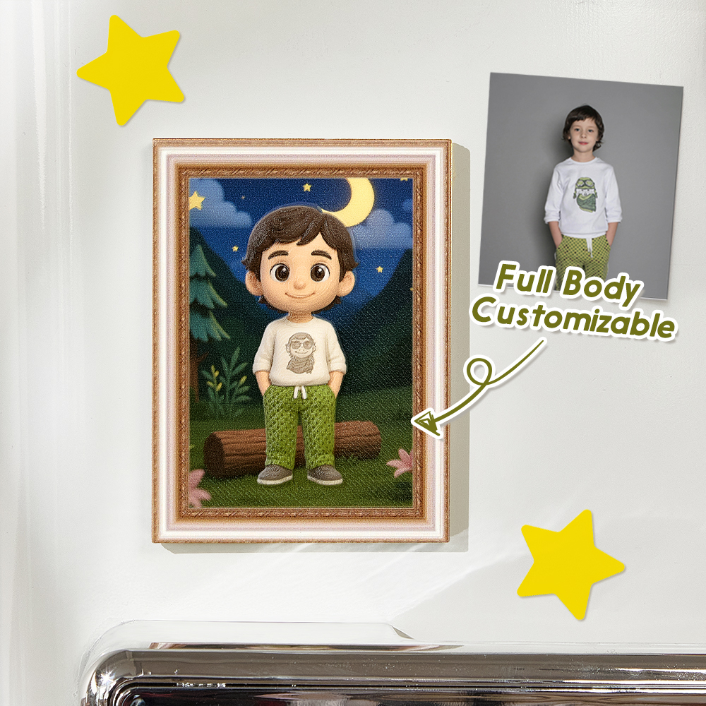Kühlschrankmagnet Mit Actionfigur, 3d-effekt, Personalisiertes Portrait, Kühlschrankmagnete, Geschenk Für Die Familie
