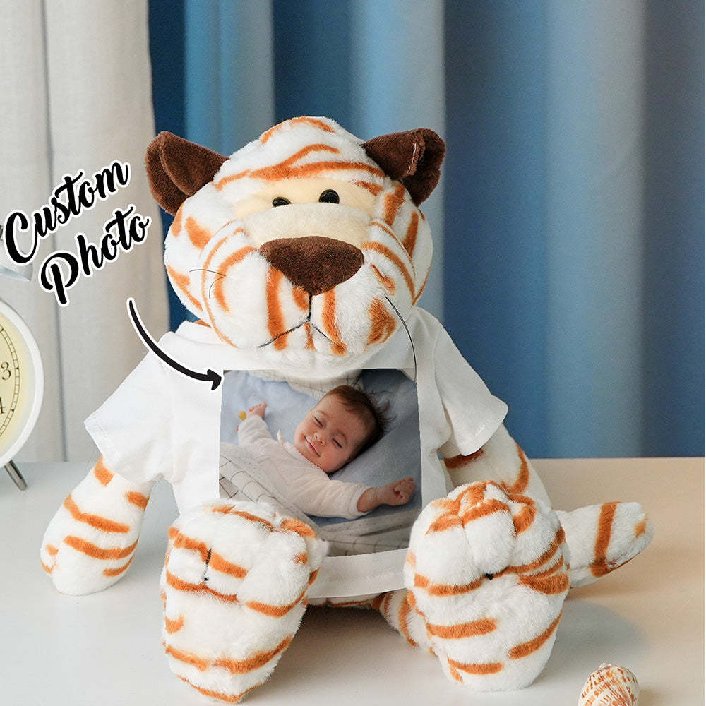 Personalisiertes Tierplüschtier Geburtsanzeige Benutzerdefinierter Fototext Geschenk Zur Babyparty - dephotoblanket