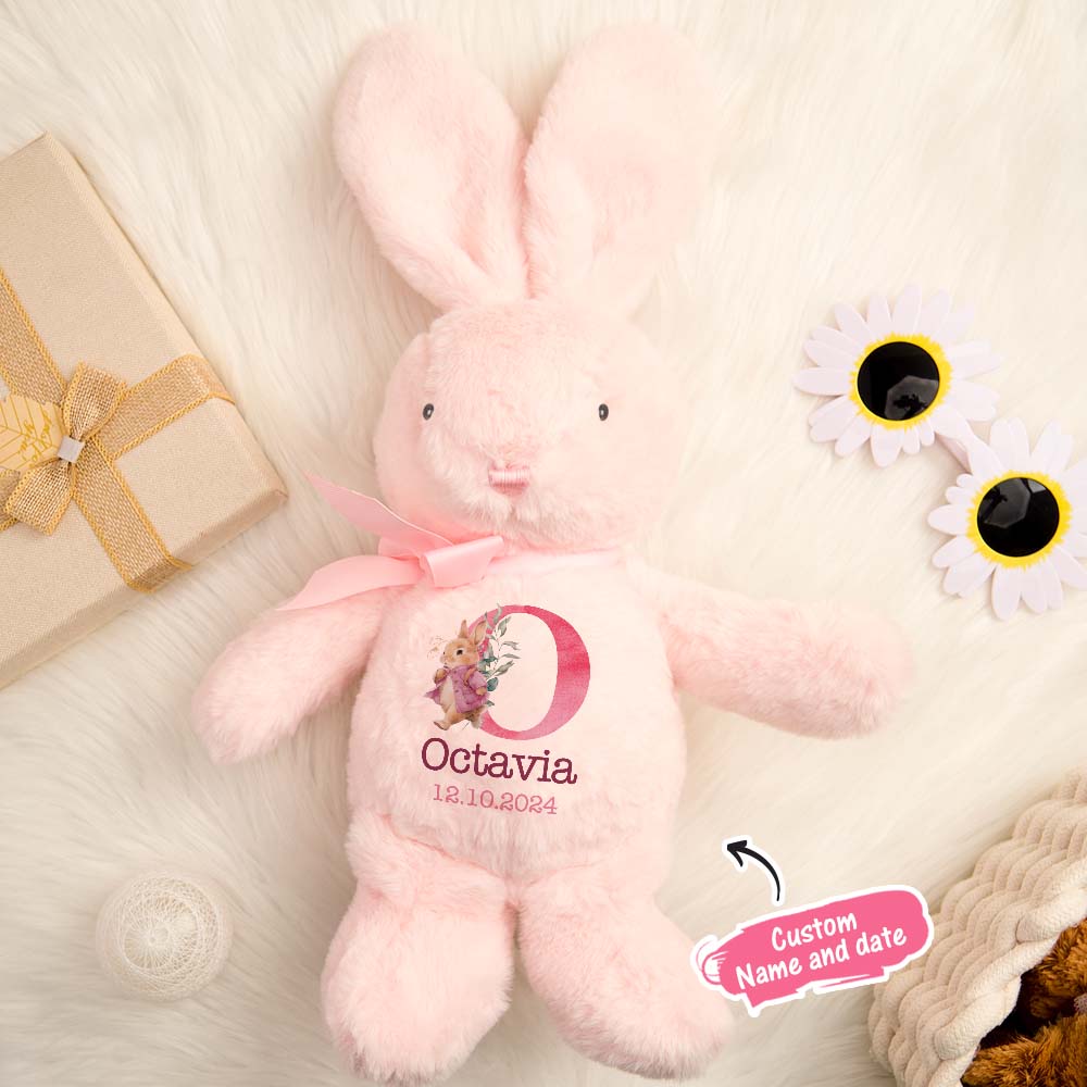 Personalisiertes Hasen-plüschtier-geschenk Für Kinder - dephotoblanket