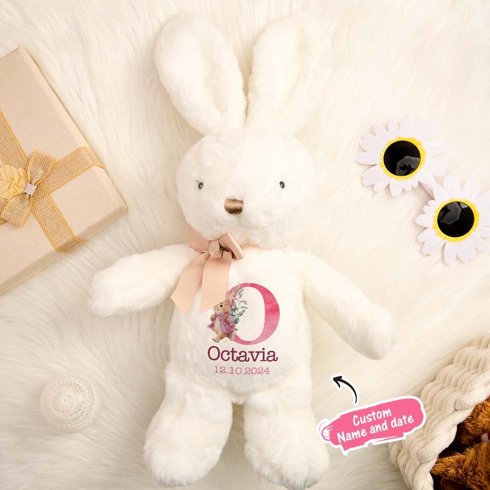 Personalisiertes Hasen-plüschtier-geschenk Für Kinder - dephotoblanket