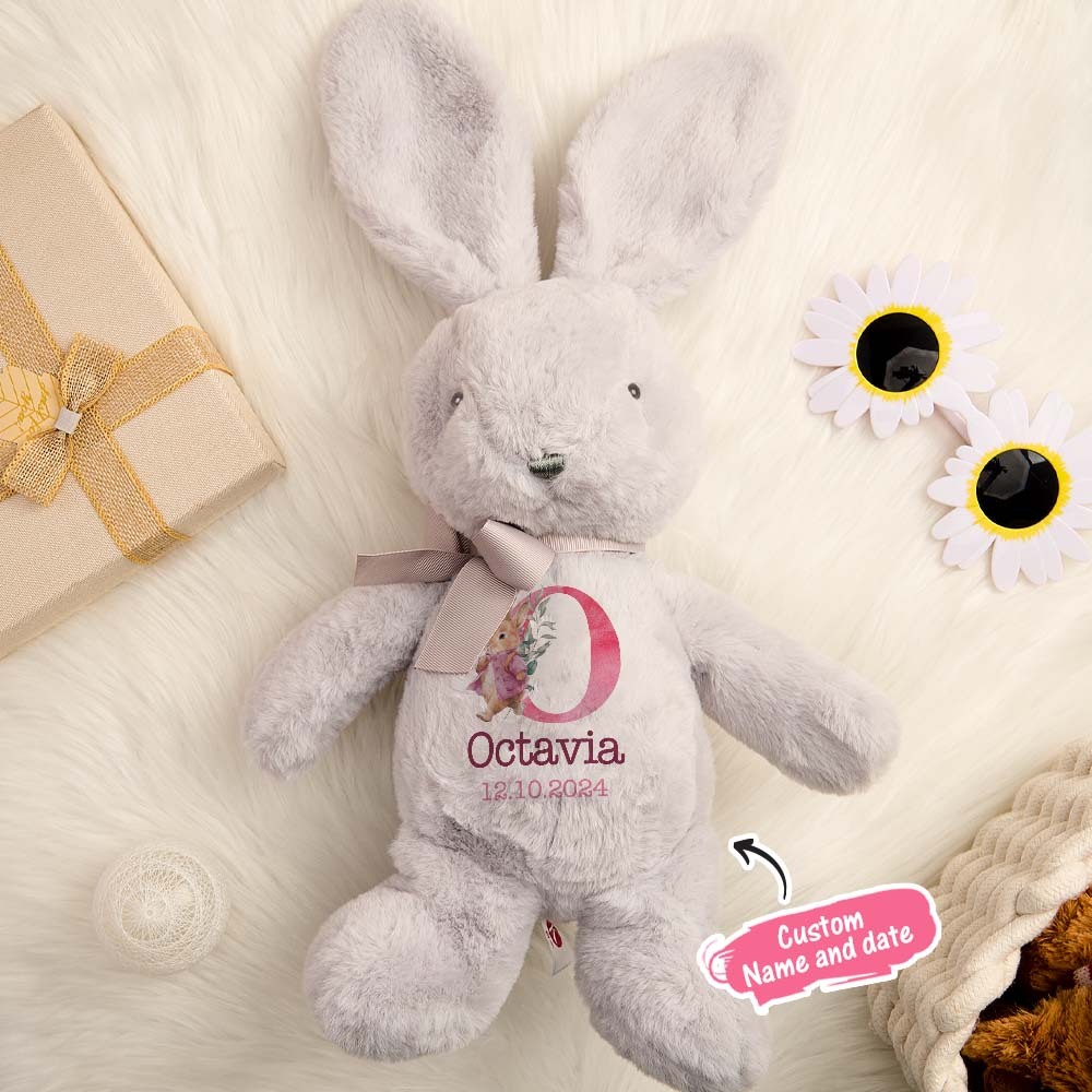 Personalisiertes Hasen-plüschtier-geschenk Für Kinder - dephotoblanket
