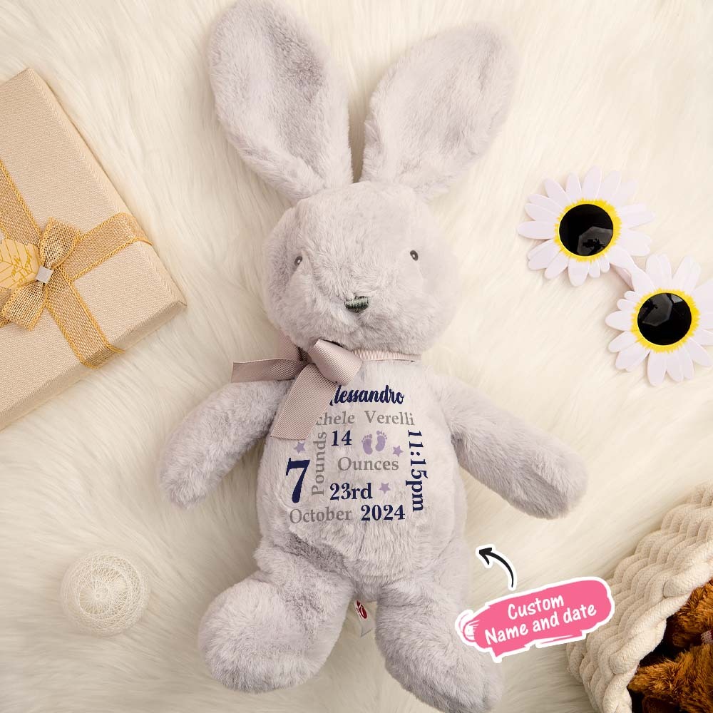 Personalisiertes Hasen-plüschtier-geschenk Für Kinder - dephotoblanket