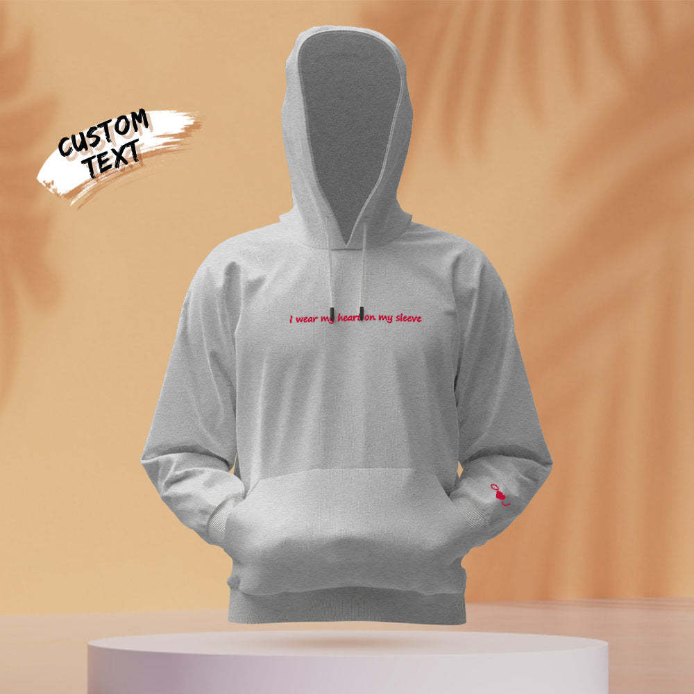 Individuell Gravierter Kapuzenpullover „herz Auf Meinem Ärmel“, Modisches Paar-geschenk - dephotoblanket