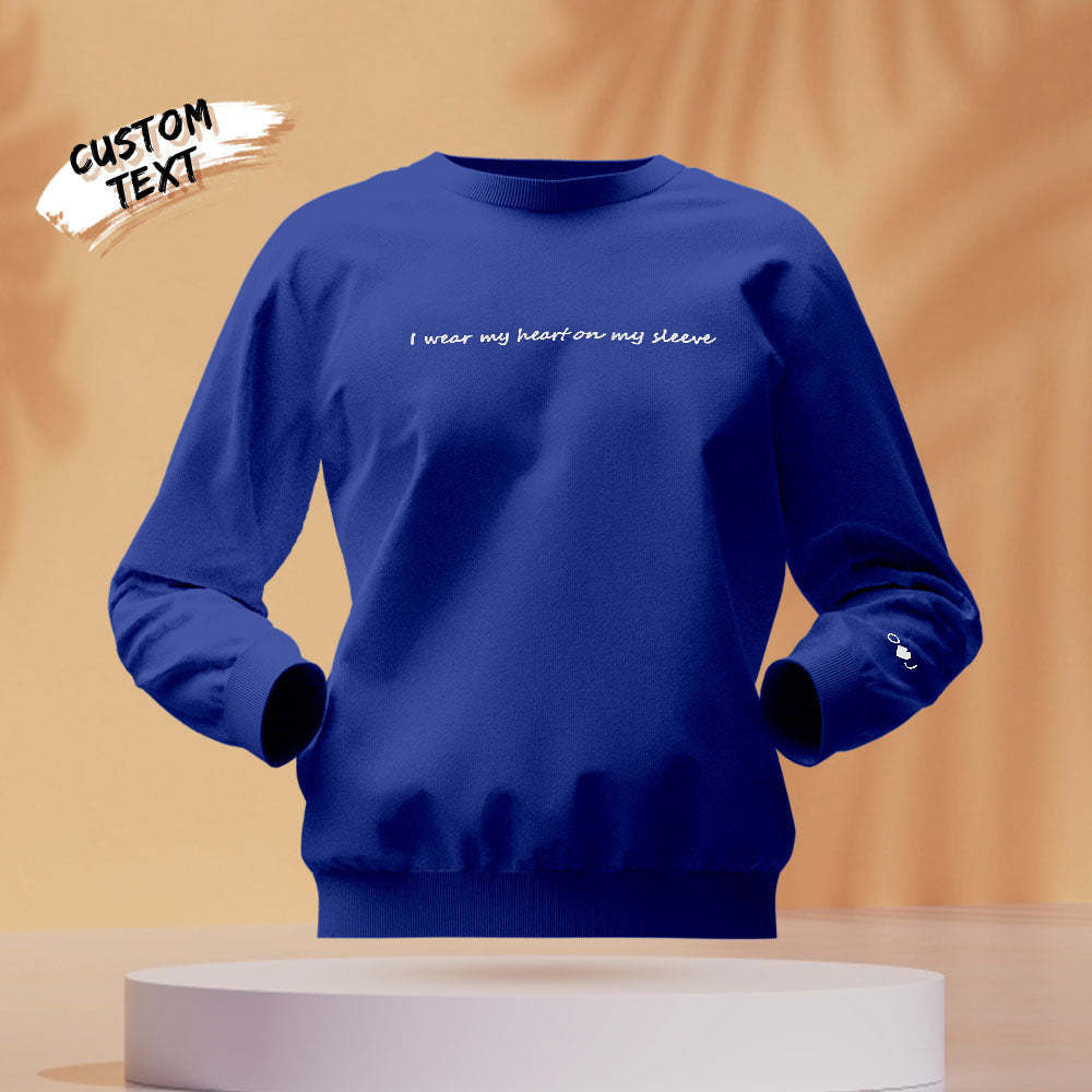 Individuell Gravierter Kapuzenpullover Mit Rundhalsausschnitt, Herz Auf Meinem Ärmel, Paargeschenke - dephotoblanket