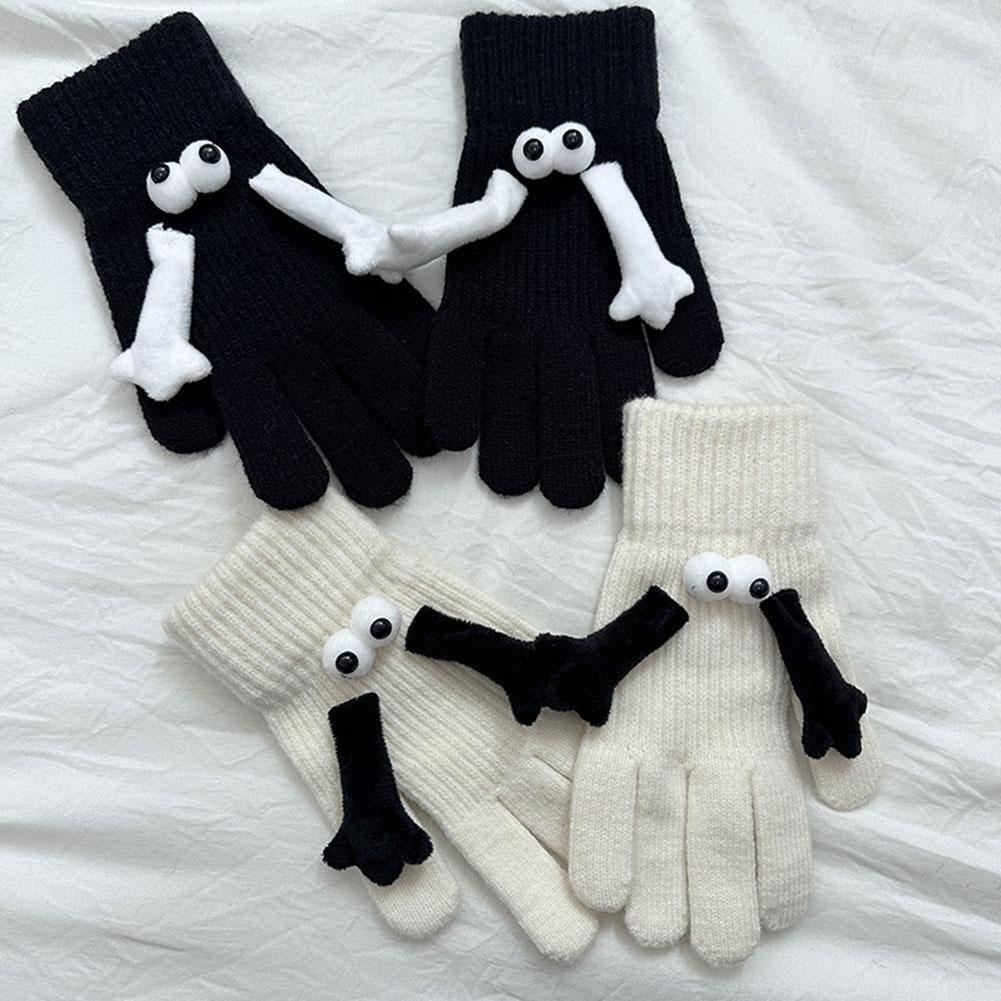 1 Paar Warme Winter-magnethandschuhe Für Damen, Touchscreen-handwärmer-handschuhe, Weihnachtsgeschenk Für Freundin -