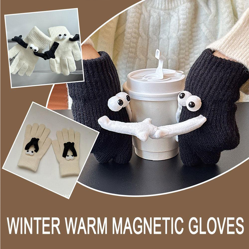 1 Paar Warme Winter-magnethandschuhe Für Damen, Touchscreen-handwärmer-handschuhe, Weihnachtsgeschenk Für Freundin - 