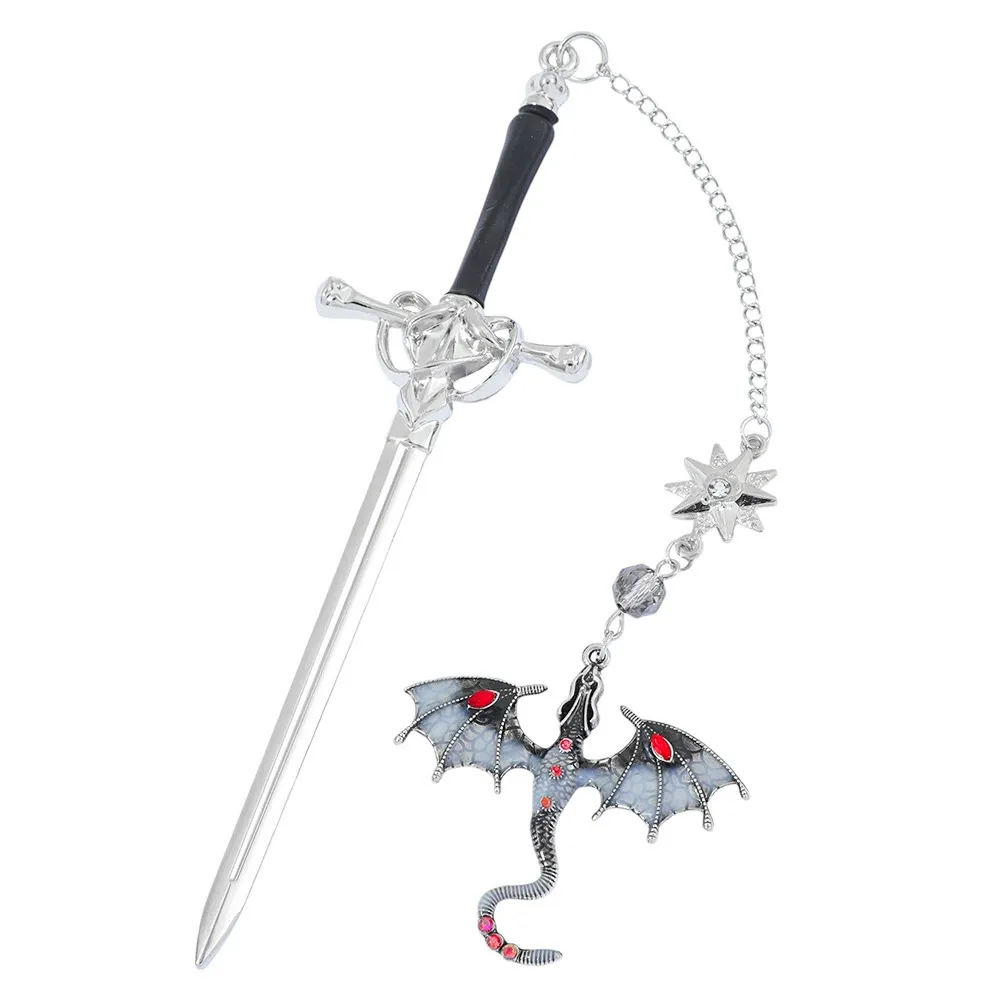 Personalisiertes Lesezeichen Mit Drachenschwert – Personalisierter Name, Fantasy-anhänger Mit Geflügeltem Drachen, Metall, Geschenk Für Buchliebhaber - dephotoblanket