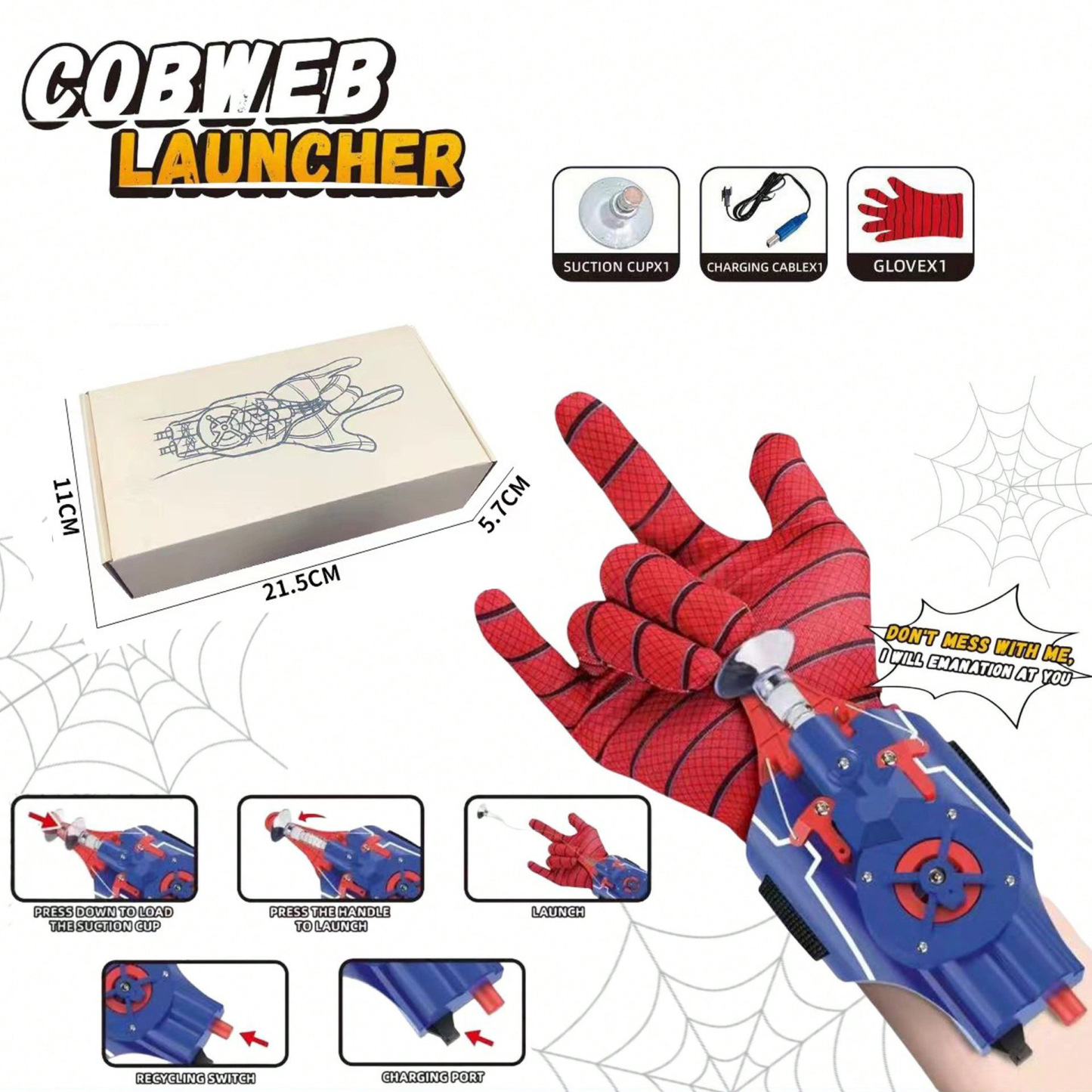 Web Shooters, Spider Silk Launcher for Kids - USB Charging, Rope Launcher - Can Grab Small Objects, Super Hero Wrist Toy Cosplay Bracers Accessories - MyHawaiianShirts