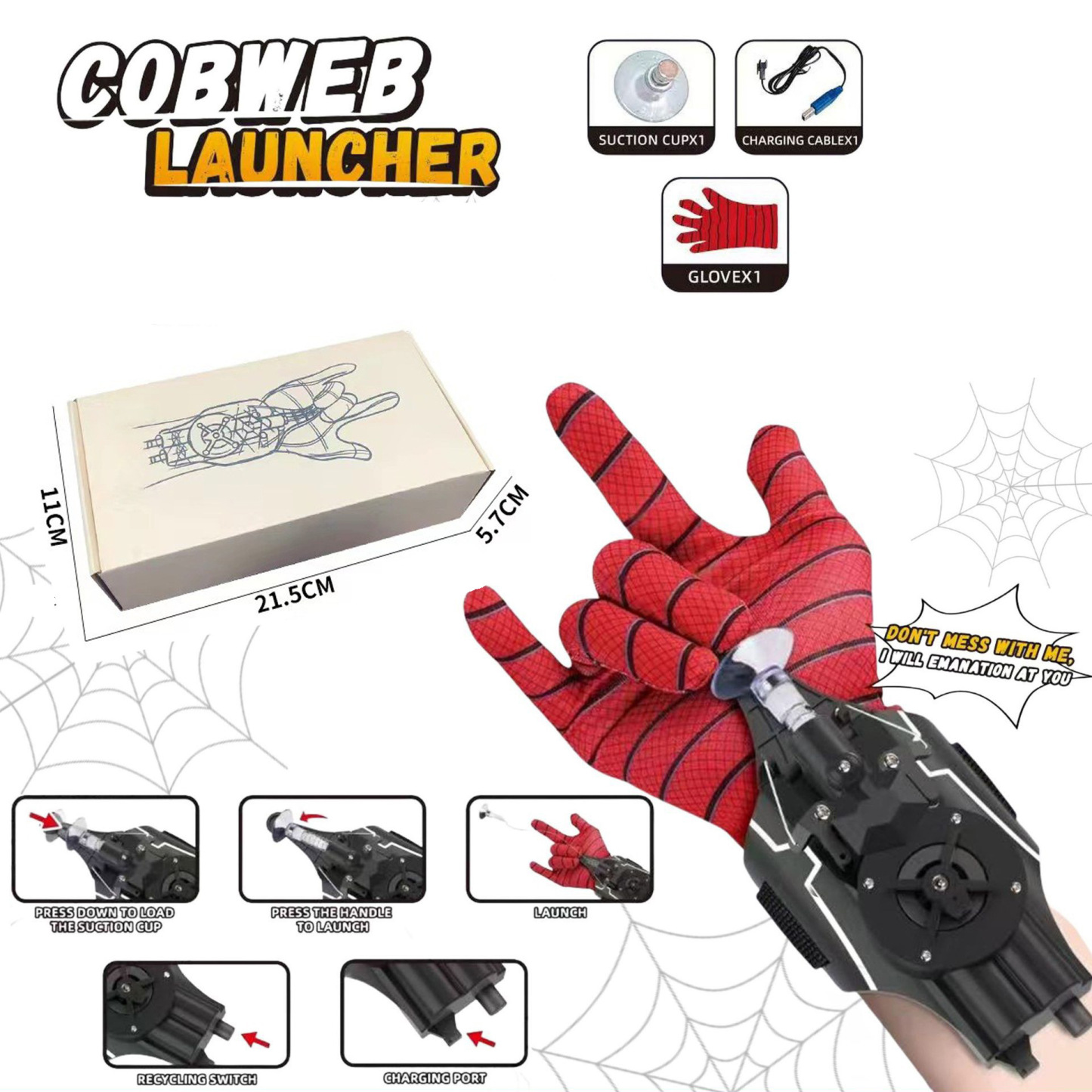 Web Shooters, Spider Silk Launcher for Kids - USB Charging, Rope Launcher - Can Grab Small Objects, Super Hero Wrist Toy Cosplay Bracers Accessories - MyHawaiianShirts