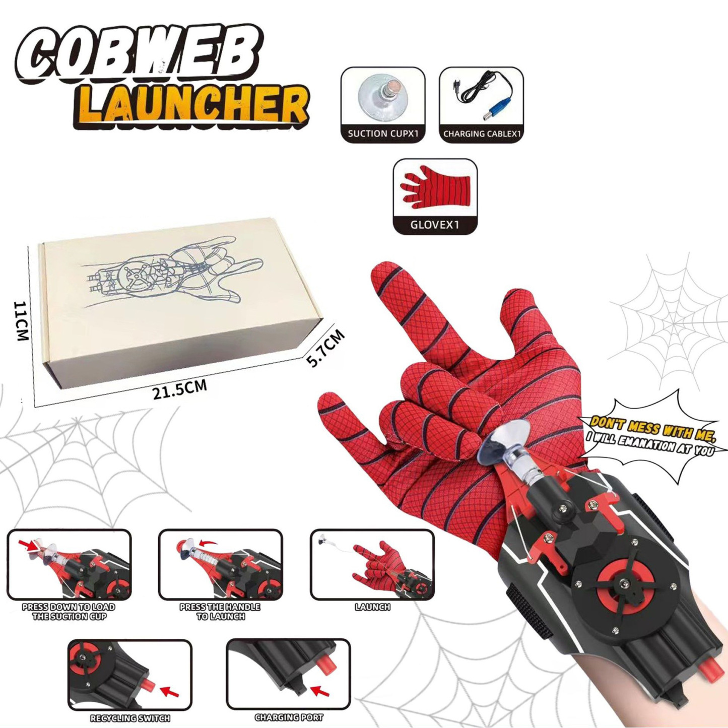 Web Shooters, Spider Silk Launcher for Kids - USB Charging, Rope Launcher - Can Grab Small Objects, Super Hero Wrist Toy Cosplay Bracers Accessories - MyHawaiianShirts