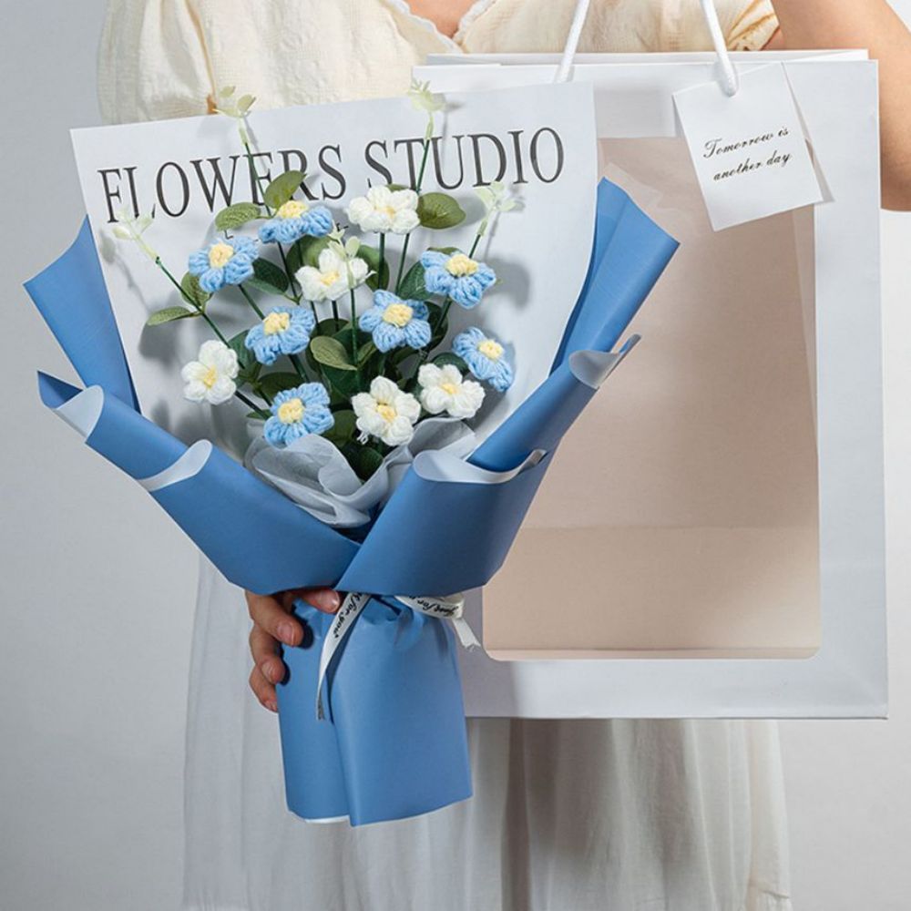 Gehäkelter Blumenstrauß Handgemachtes Gestricktes Kleines Gänseblümchen-blumenstrauß-geschenk Für Sie - dephotoblanket