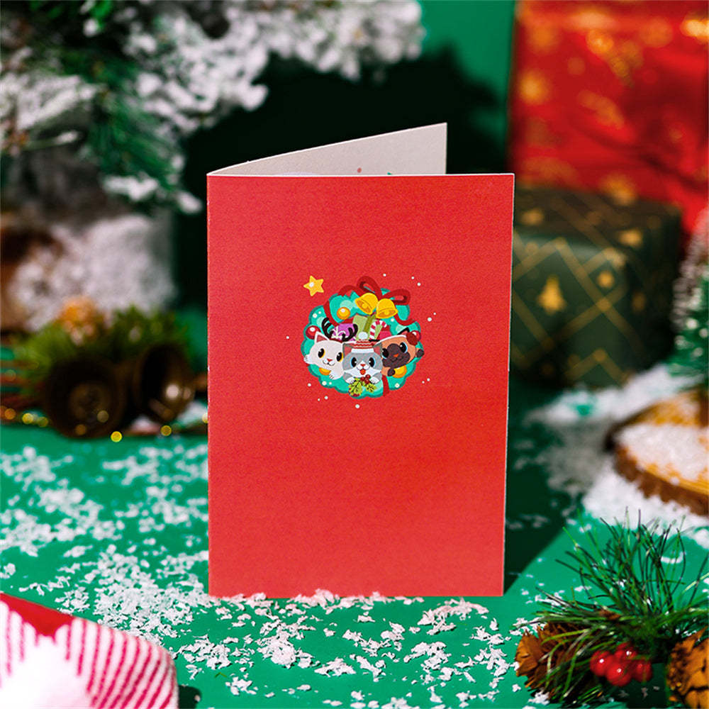 Weihnachts-3d-pop-up-karte Mit Katzen-grußkarte - dephotoblanket