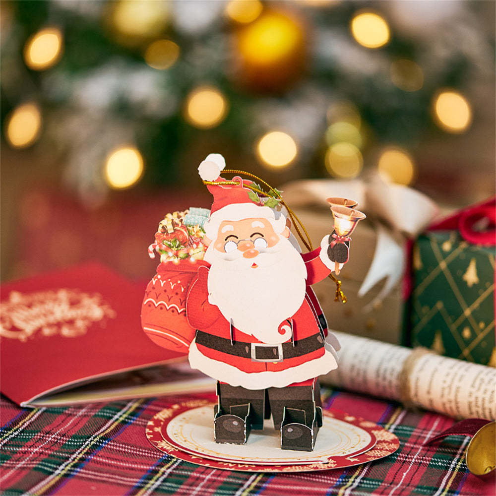 Weihnachts-3d-pop-up-karte, Weihnachtsmann-ornament-grußkarte - dephotoblanket