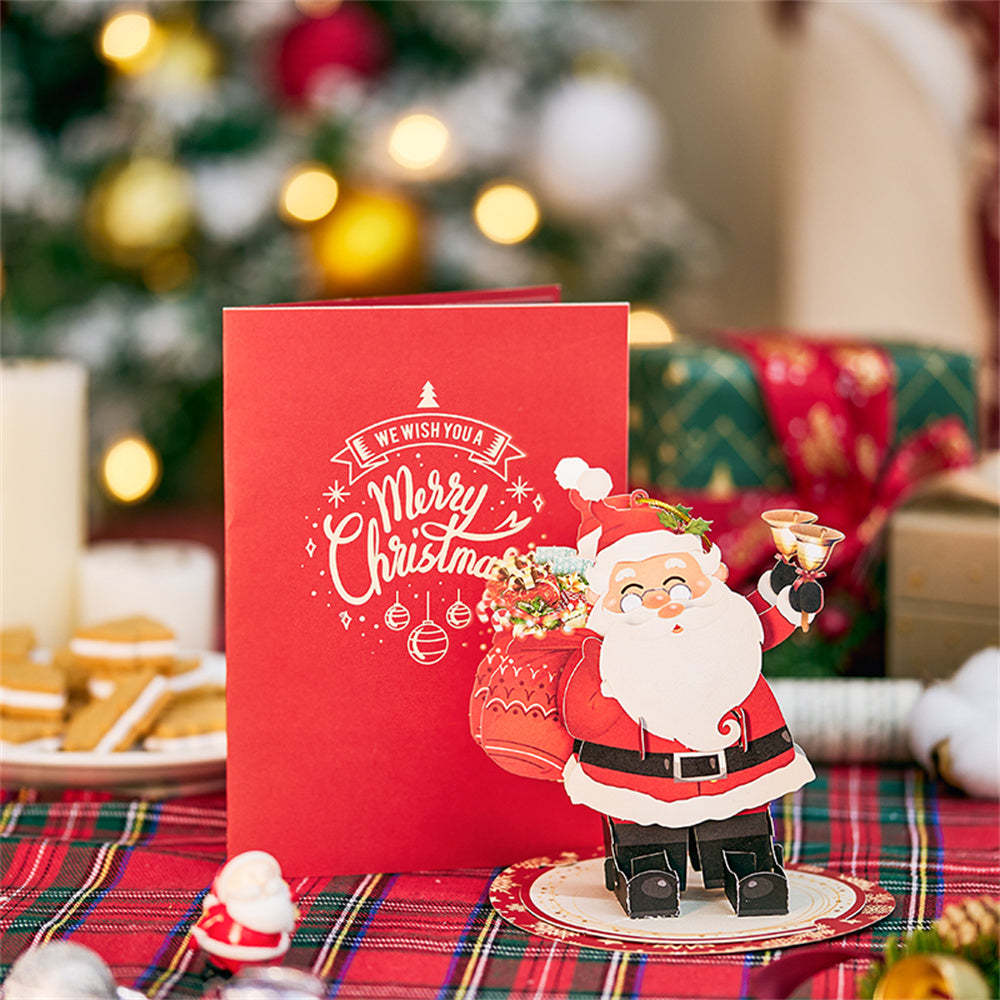 Weihnachts-3d-pop-up-karte, Weihnachtsmann-ornament-grußkarte - dephotoblanket