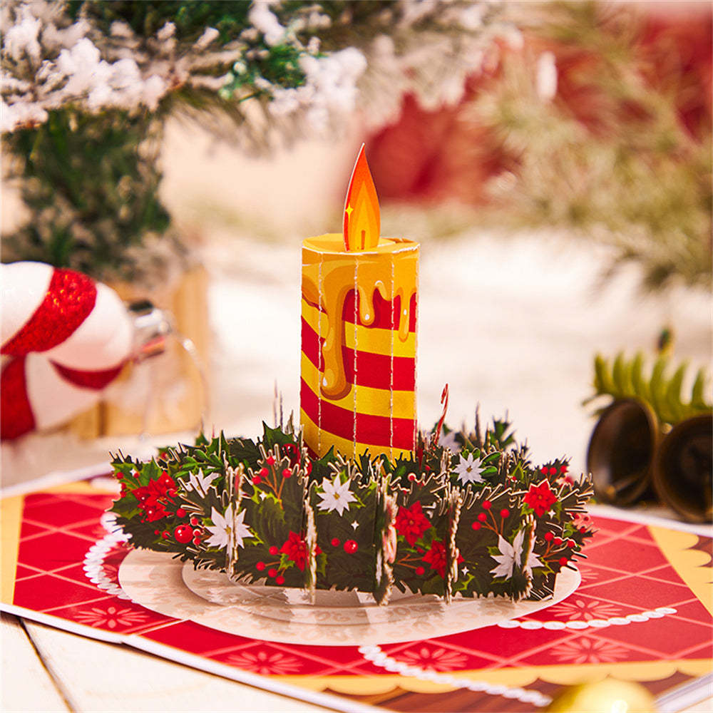 Weihnachts-3d-pop-up-karte, Weihnachtskerzen-grußkarte - dephotoblanket