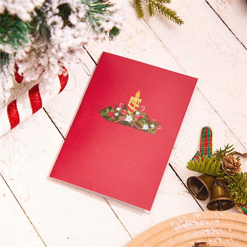 Weihnachts-3d-pop-up-karte, Weihnachtskerzen-grußkarte - dephotoblanket
