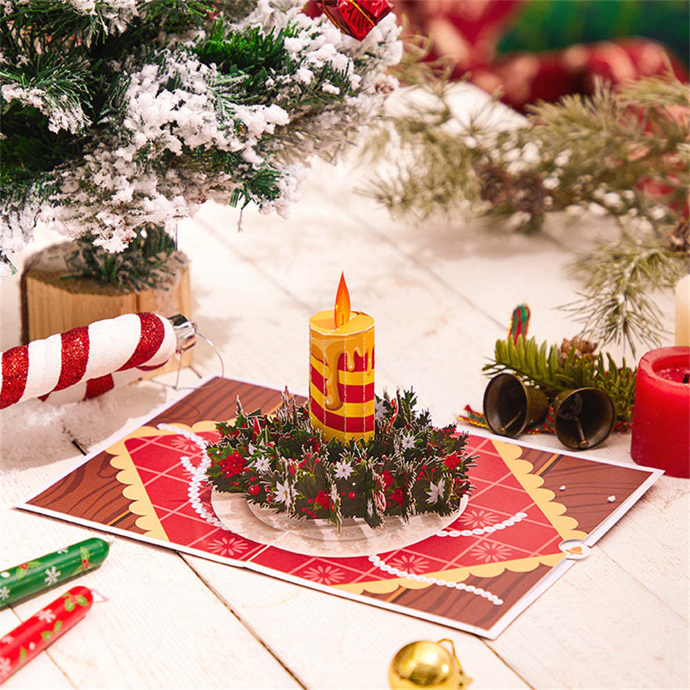Weihnachts-3d-pop-up-karte, Weihnachtskerzen-grußkarte - dephotoblanket