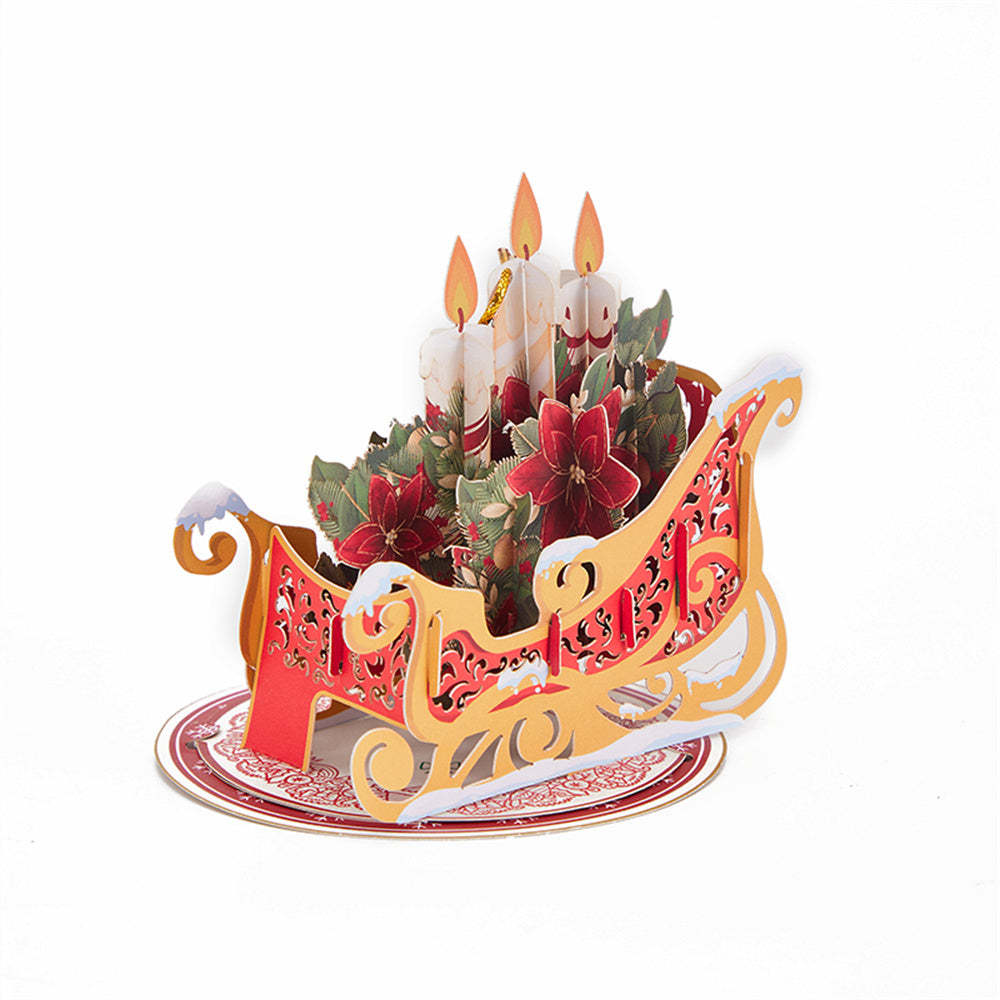 Weihnachtsschlitten-ornament, Weihnachtliche 3d-pop-up-grußkarte - dephotoblanket