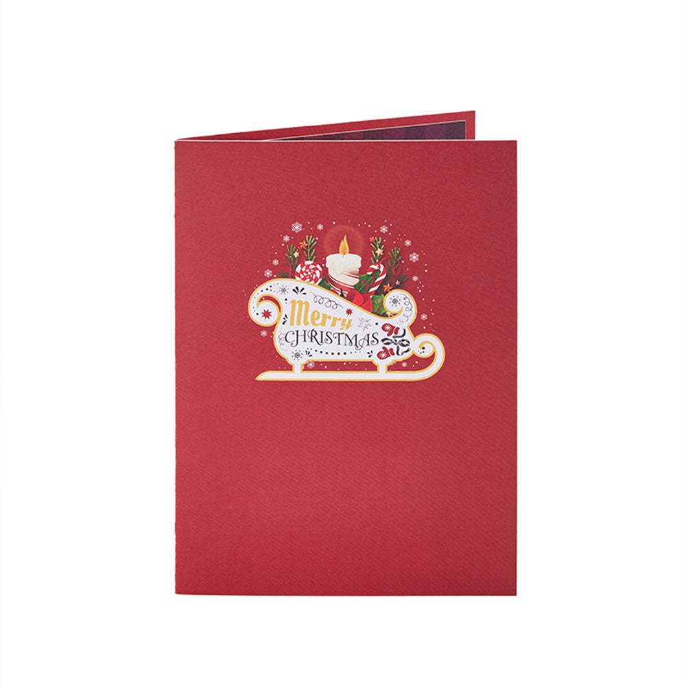 Weihnachtsschlitten-ornament, Weihnachtliche 3d-pop-up-grußkarte - dephotoblanket