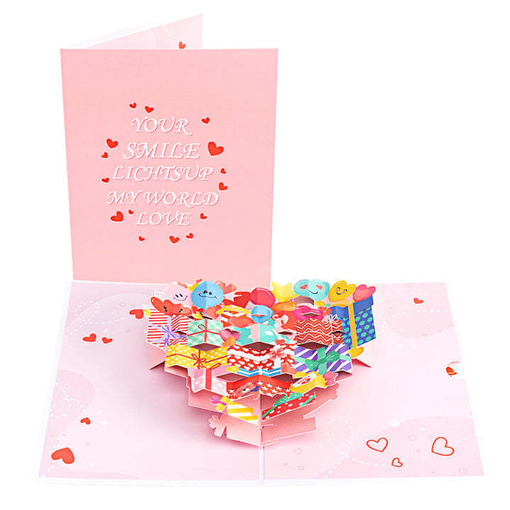 Pop-up-Karte „Dein Lächeln erhellt meine Welt“ zum Valentinstag