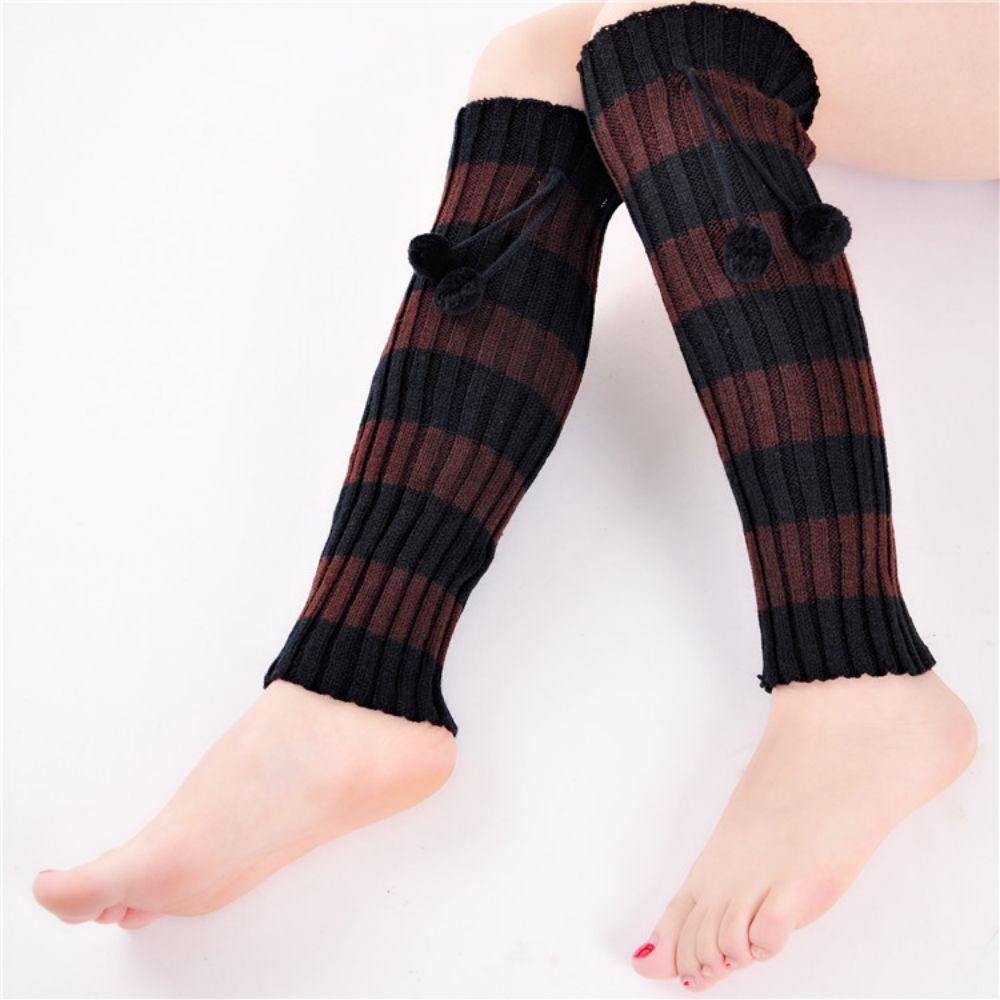 Lange Knieschützer Für Den Winter, Warme Beinabdeckung, Gestreifte Socken, Florsocken -