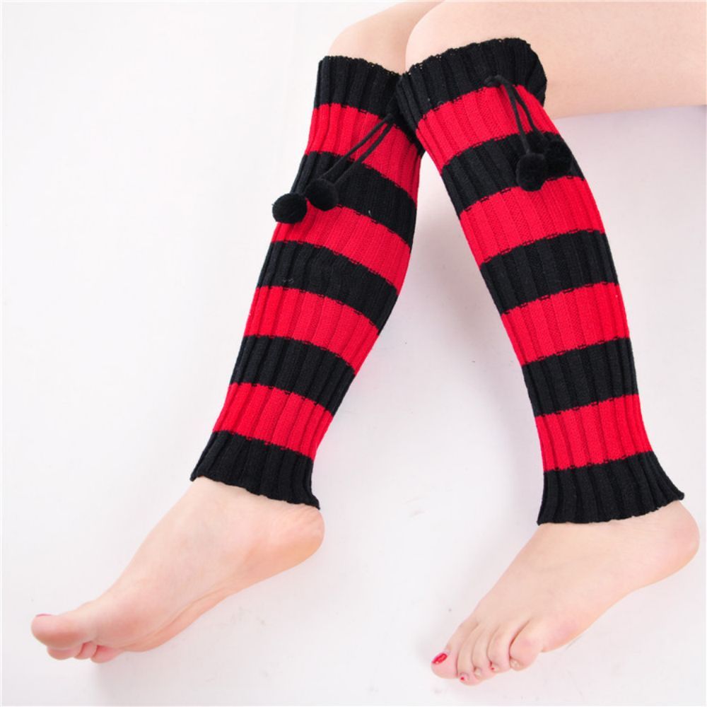 Lange Knieschützer Für Den Winter, Warme Beinabdeckung, Gestreifte Socken, Florsocken -