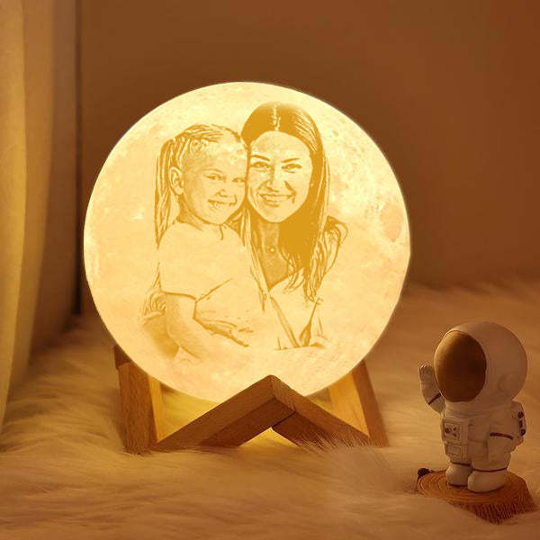 Personalisierte Foto-mondlampe, 3d-druck, Gravierte Lampe (10–15 Cm) - dephotoblanket