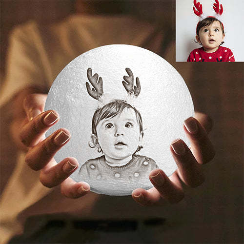 Personalisierte Foto-mondlampe, 3d-druck, Gravierte Lampe (10–15 Cm) - dephotoblanket