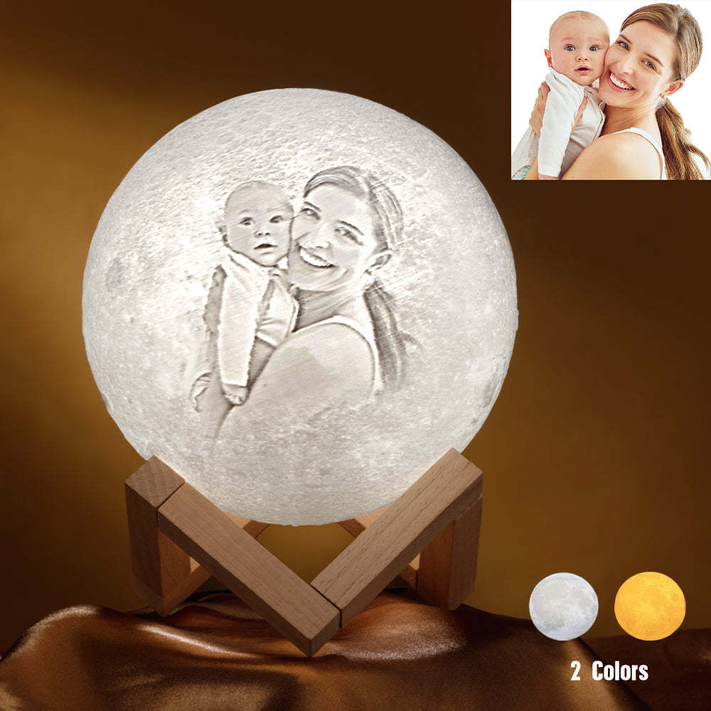 Geschenke Für Mama, Individuelles Foto, Mondlampe, Bildlicht, Graviert - dephotoblanket