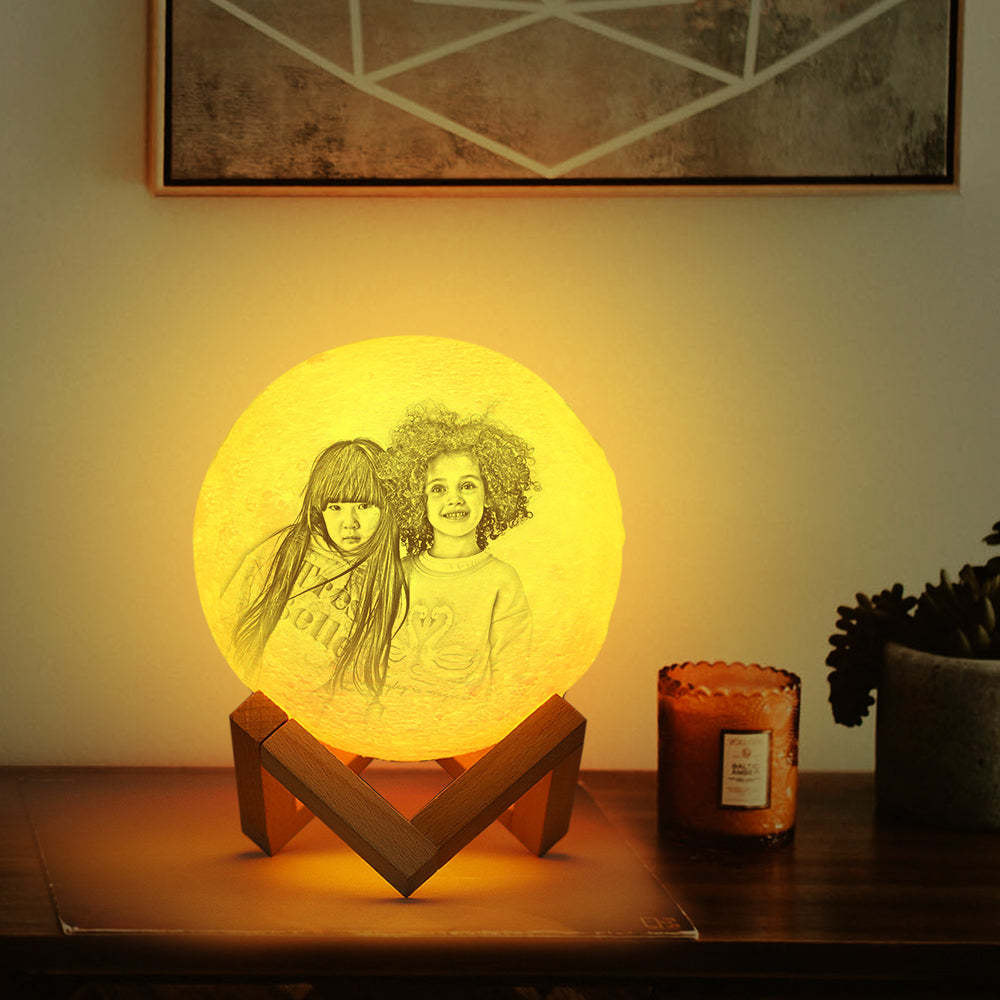 Personalisierte Foto-mondlampe, 3d-druck, Gravierte Lampe (10–15 Cm) - dephotoblanket