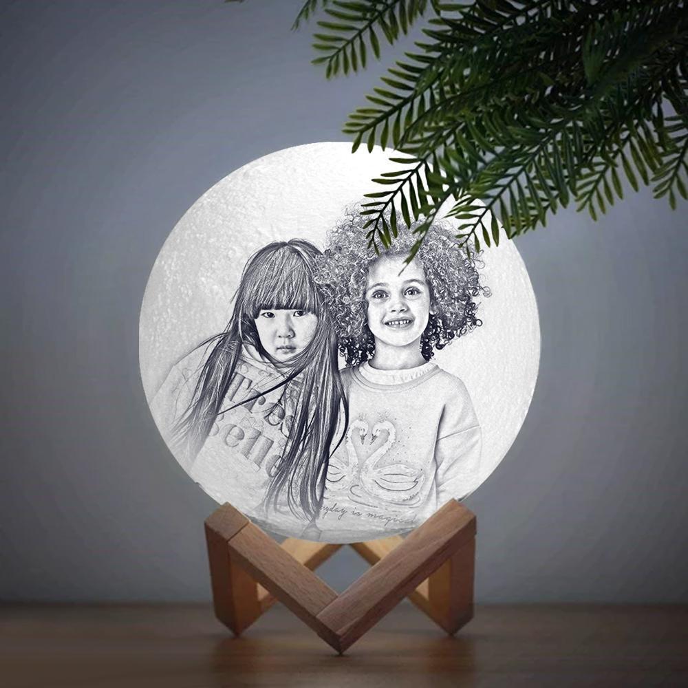 Personalisierte Kreative 3d-druck-foto-mondlampe, Gravierte Lampe, Geschenk Für Freund - Berühren Sie Zwei Farben - dephotoblanket