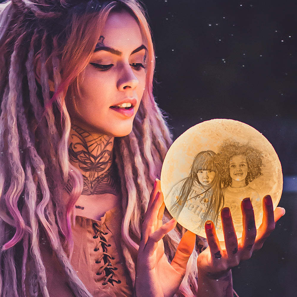 Personalisierte Foto-mondlampe, 3d-druck, Gravierte Lampe (10–15 Cm) - dephotoblanket