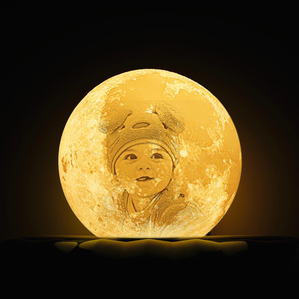 Individuell Gravierte 3d-druck-foto-mondlampe | Berühren, Um 2 Farben Zu Konvertieren | Babygeschenk - dephotoblanket