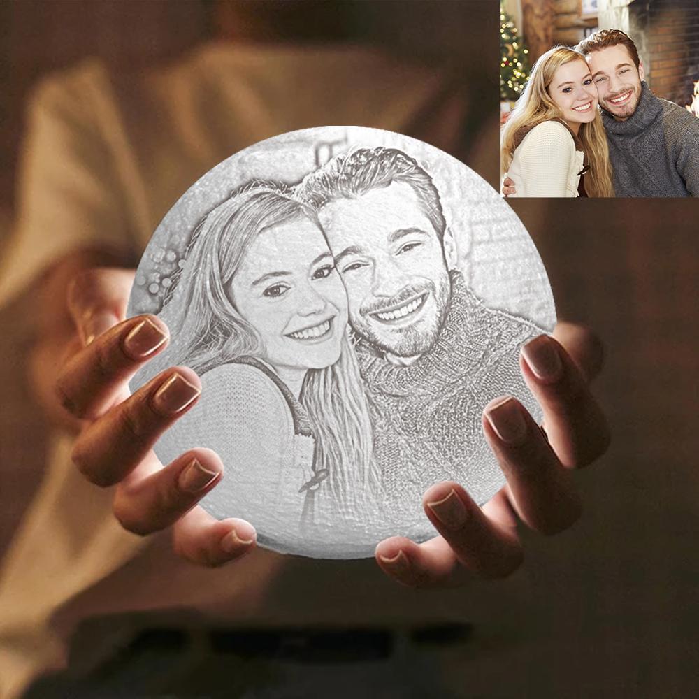 Mondlampe Personalisiert Mit Bild & Gravur Benutzerdefinierter 3d-druck Luna Light Für Sie Jubiläumsgeschenke - dephotoblanket