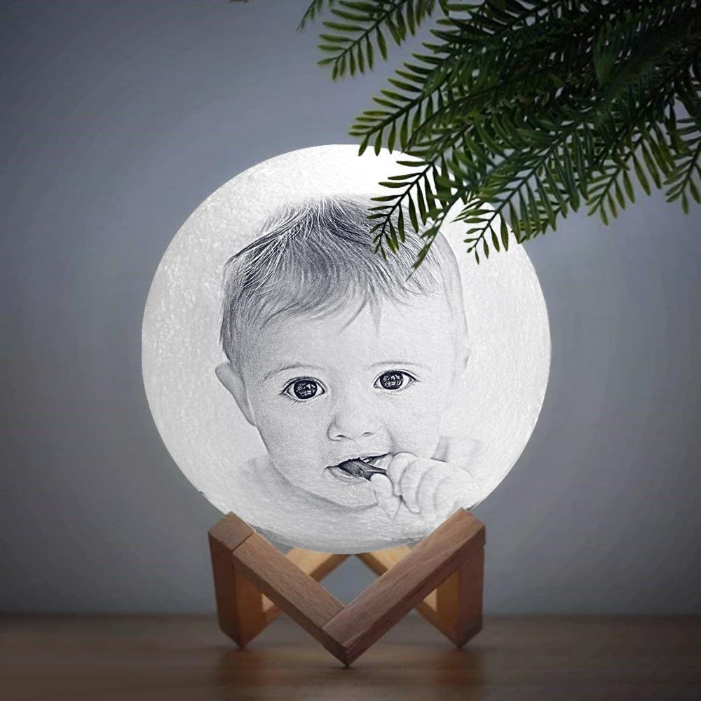Individuell Gravierte 3d-foto-mondlampe Als Geschenk Für Babys - dephotoblanket