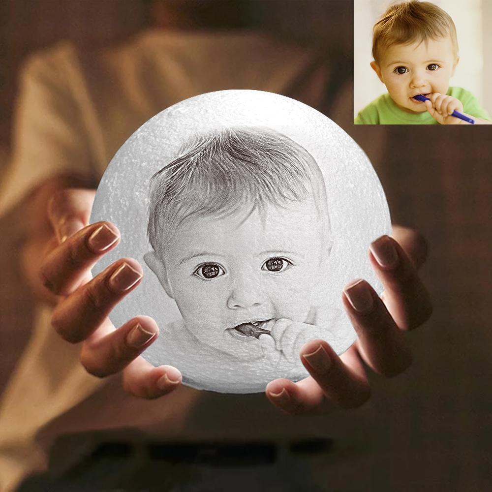 Individuell Gravierte 3d-foto-mondlampe Als Geschenk Für Babys - dephotoblanket
