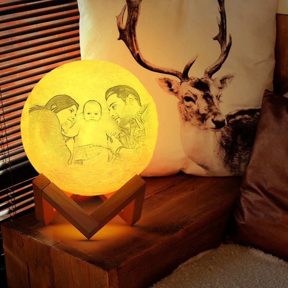 Individuell Graviertes 3d-foto-mondlampe-familiengeschenk - dephotoblanket