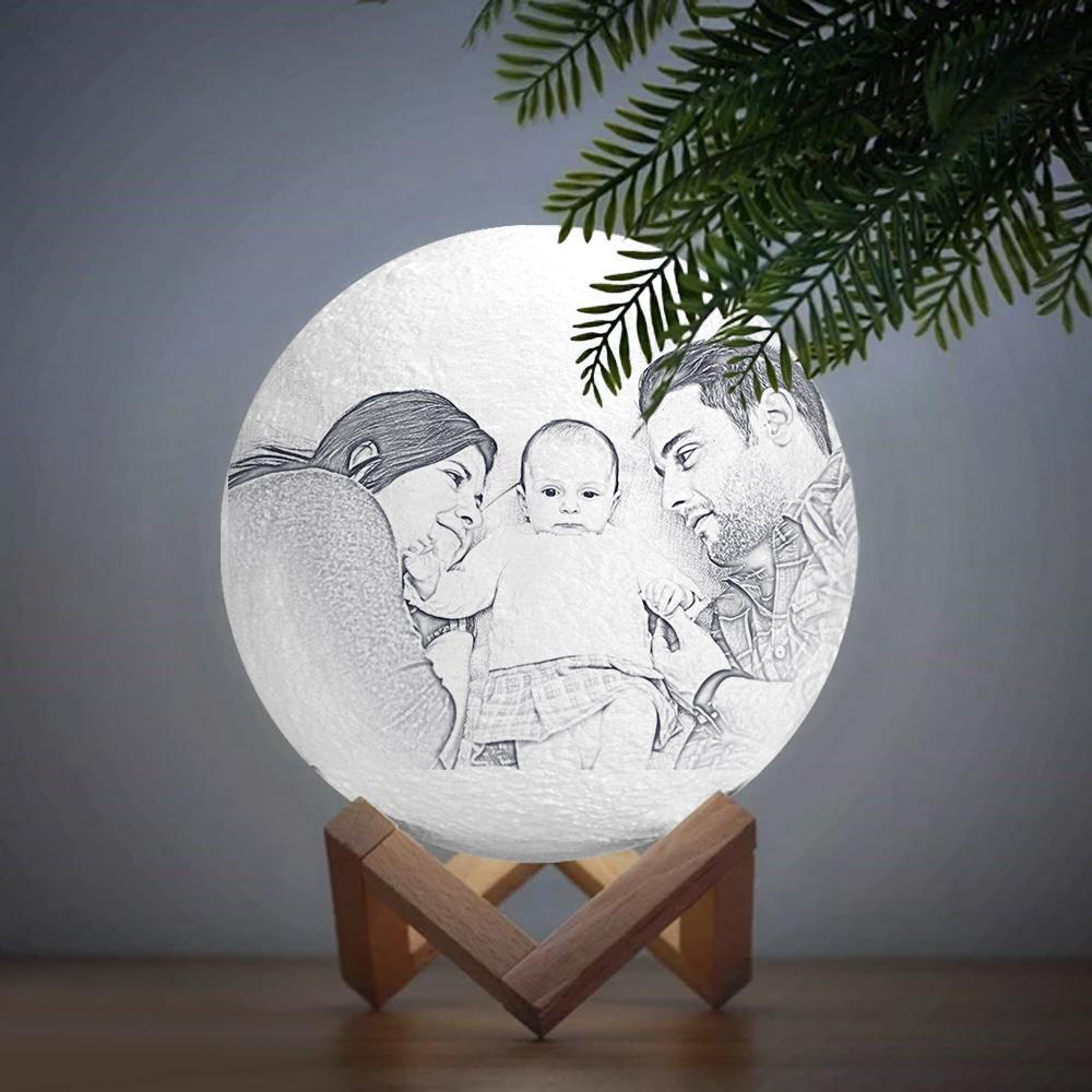 Individuell Graviertes 3d-foto-mondlampe-familiengeschenk - dephotoblanket