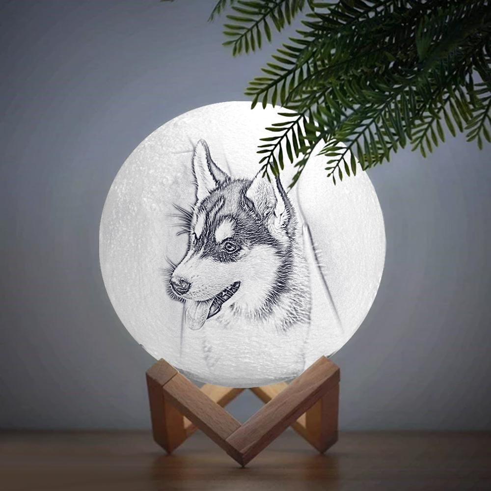 Benutzerdefinierte Gravierte 3d-druck Foto Mondlampe Süßes Haustier - dephotoblanket