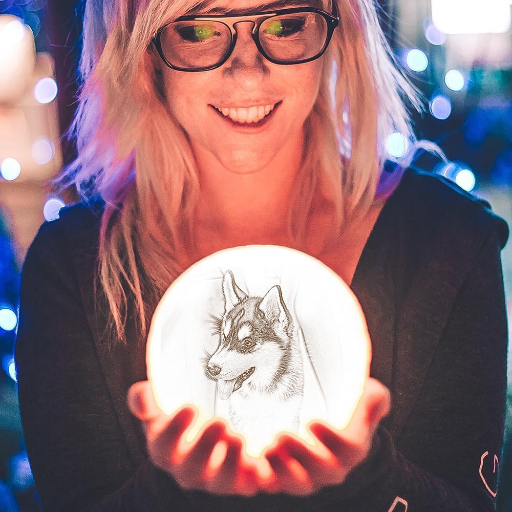 Benutzerdefinierte Gravierte 3d-druck Foto Mondlampe Süßes Haustier - dephotoblanket