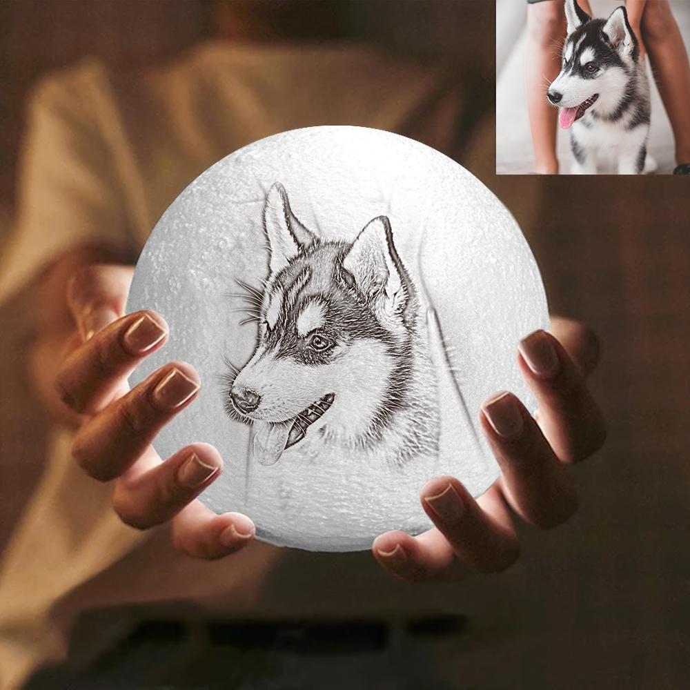 Benutzerdefinierte Gravierte 3d-druck Foto Mondlampe Süßes Haustier - dephotoblanket