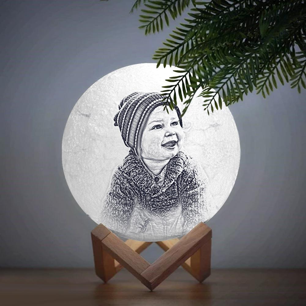 Personalisierte Gravierte 3d-foto-mondlampe, Kindergeschenk - dephotoblanket