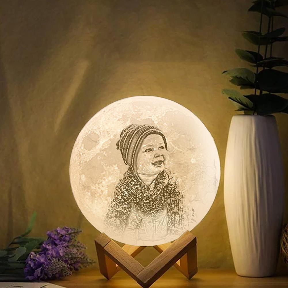 Personalisierte Gravierte 3d-foto-mondlampe, Kindergeschenk - dephotoblanket