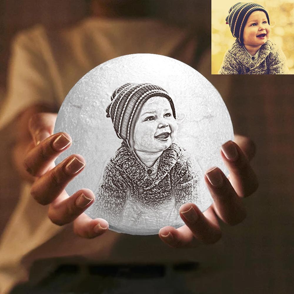 Personalisierte Gravierte 3d-foto-mondlampe, Kindergeschenk - dephotoblanket
