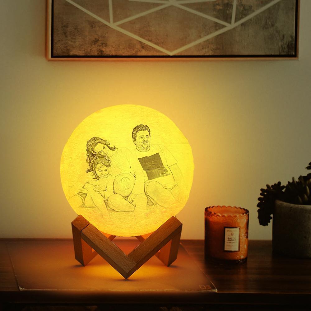 Personalisierte Gravierte 3d-foto-mondlampe, Heimdekoration - dephotoblanket