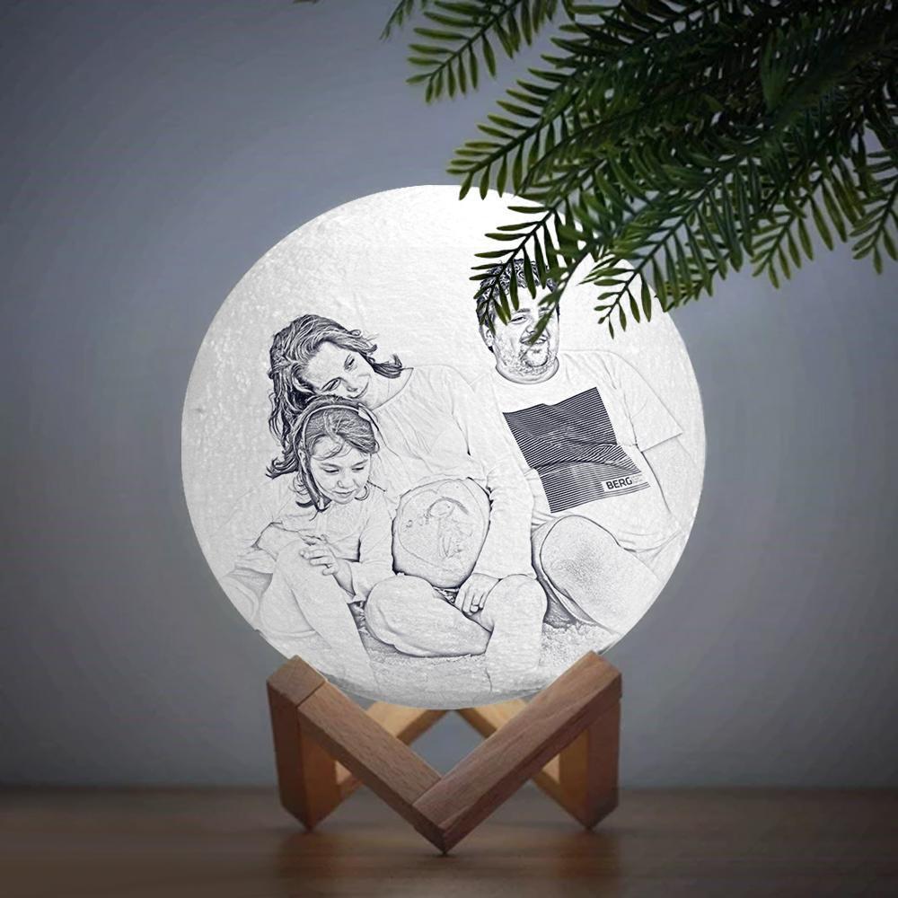 Personalisierte Gravierte 3d-foto-mondlampe, Heimdekoration - dephotoblanket