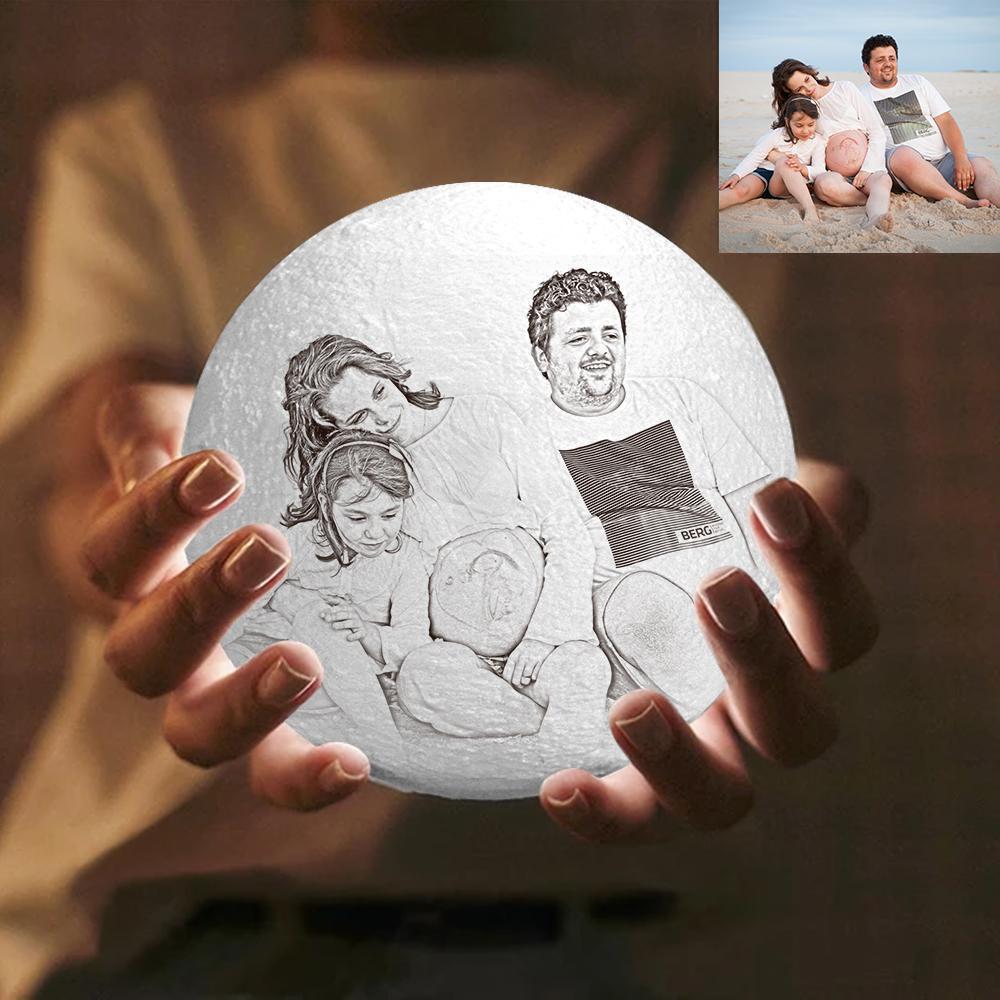 Personalisierte Gravierte 3d-foto-mondlampe, Heimdekoration - dephotoblanket