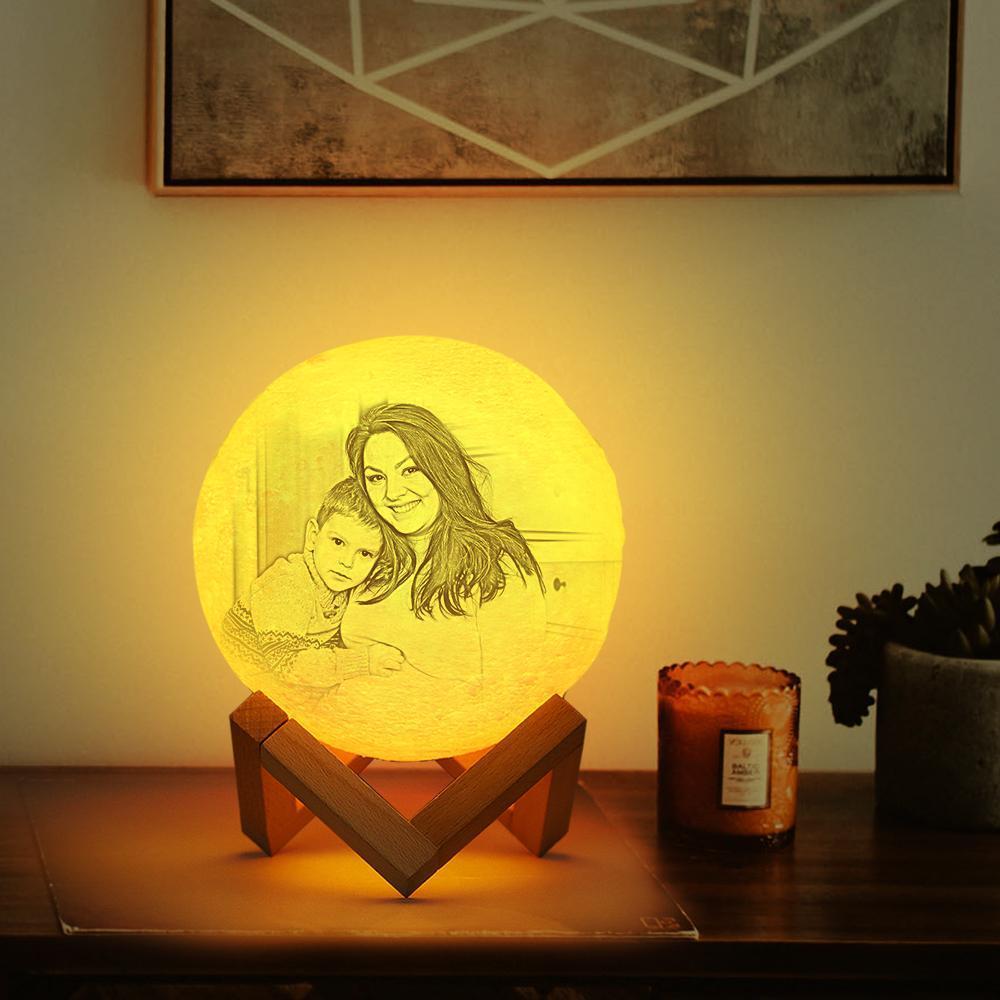 Muttergeschenke, Personalisierbare Gravierte 3d-foto-mondlampe - dephotoblanket