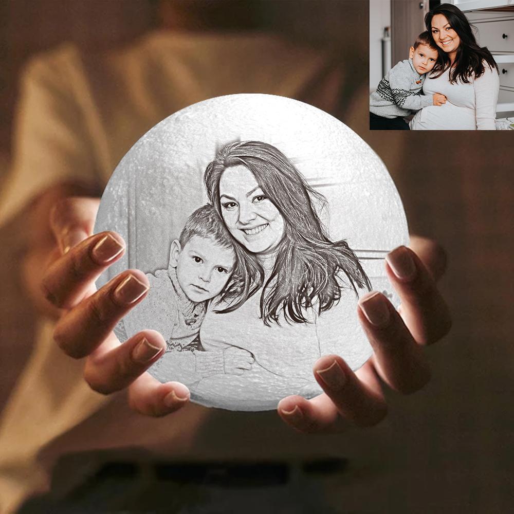 Muttergeschenke, Personalisierbare Gravierte 3d-foto-mondlampe - dephotoblanket